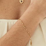 Fearless Garnet Heart Bracelet in 14K Solid Gold
