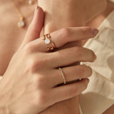 Serenity Moonstone Half Eternity Stacking Ring