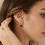 Black Onyx Hoop Earrings