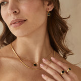 Black Onyx Hoop Earrings