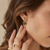 Black Onyx Hoop Earrings