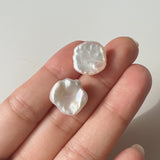 Flat Button Pearl Earrings
