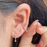 14K Solid Gold Mini Diamond Drop Huggies