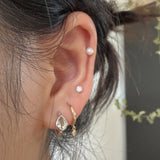 Jasmine Green Huggie Earrings (Silver)