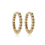 14K Solid Gold Beaded Huggies