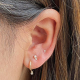 14K Solid Gold Mini Duo Diamond Studs