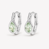 Jasmine Green Huggie Earrings (Silver)