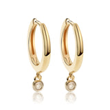 14K Solid Gold Mini Diamond Drop Huggies