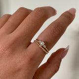Beaded Moissanite Solid Gold Ring – A Timeless Stackable Essential