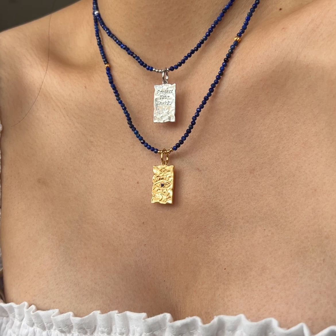 "Protect Your Energy" Evil Eye Molten Necklace