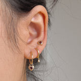 Fearless Garnet Heart Stud Earrings in 14K Solid Gold