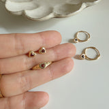 Fearless Garnet Heart Stud Earrings in 14K Solid Gold