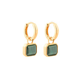Gold Malachite Hoop Earrings