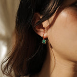 Gold Malachite Hoop Earrings