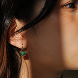 Gold Malachite Hoop Earrings