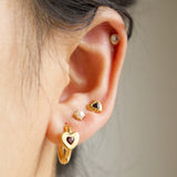 Fearless Garnet Heart Huggies