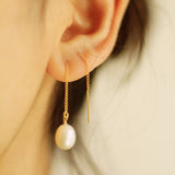Audrey Pearl Threader Earrings