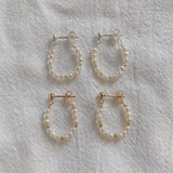 Maria Pearl Hoop Studs (1PAIR)